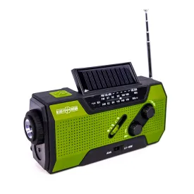 4-in-1 Emergency Solar Flashlight & AM/FM/Weather Radio w/ Hand Crank by Ready Hour - DM