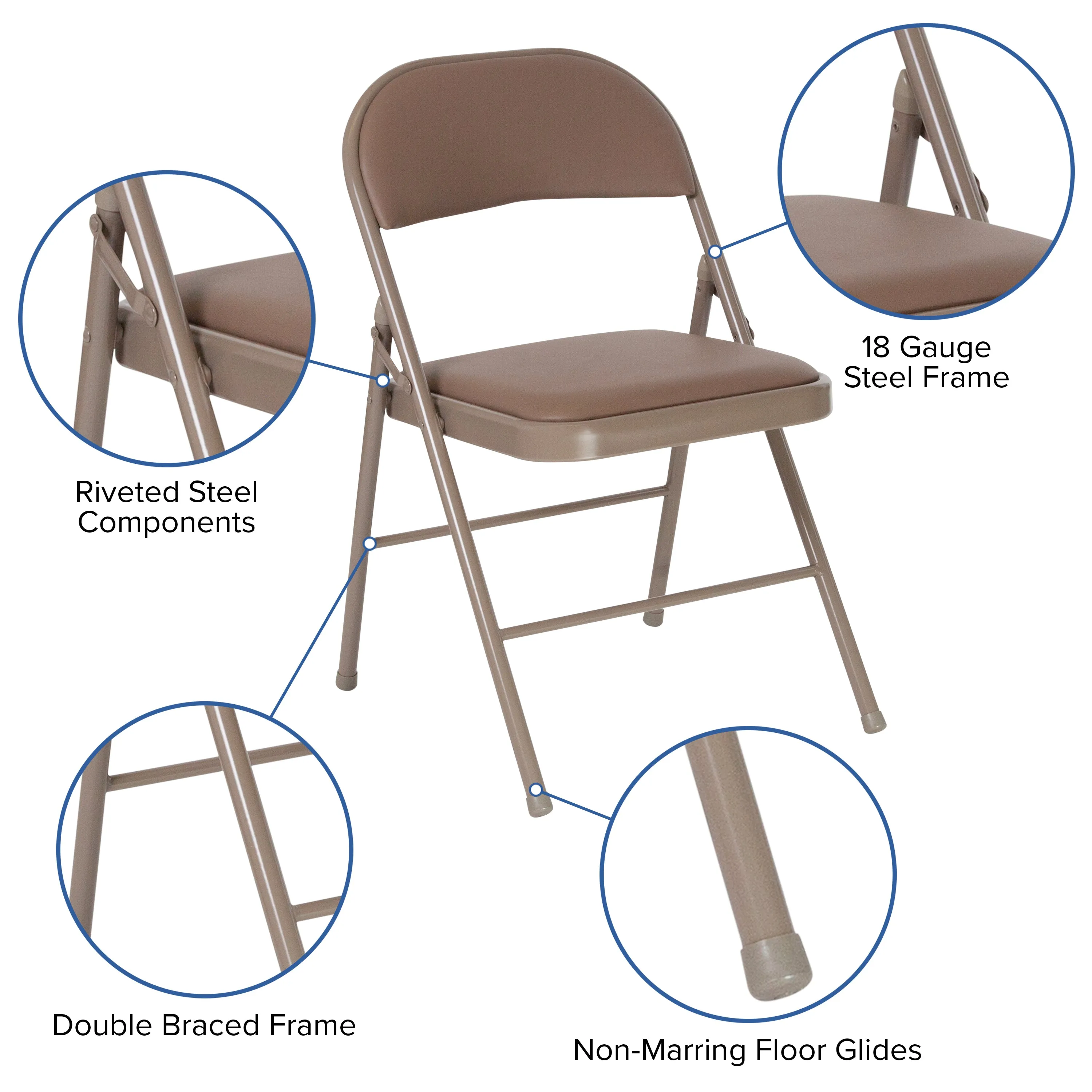 Beige Vinyl Folding Chair 2-HA-F003D-BGE-GG