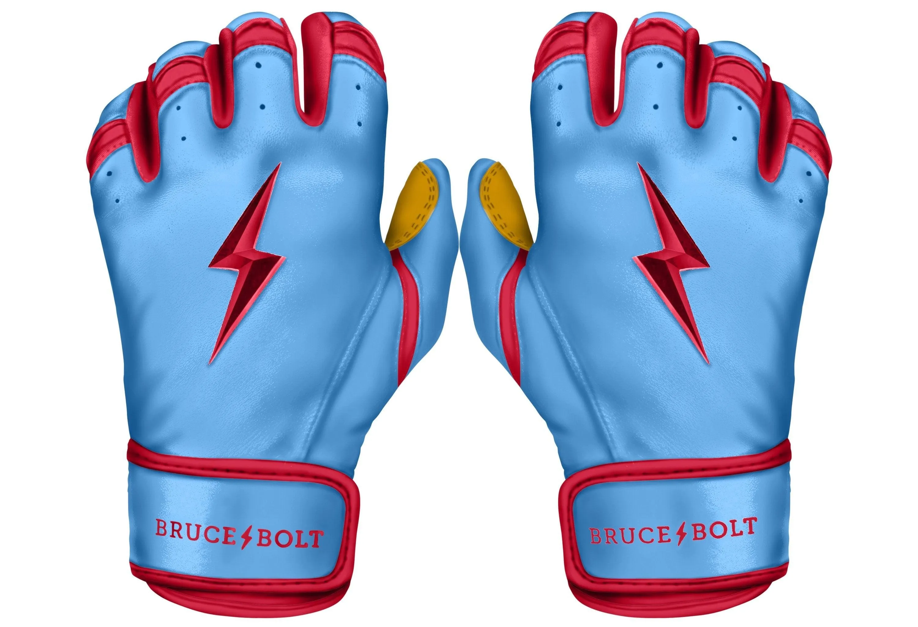 Bruce Bolt PREMIUM PRO BADER Series Short Cuff Batting Gloves: Baby Blue