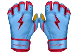 Bruce Bolt PREMIUM PRO BADER Series Short Cuff Batting Gloves: Baby Blue