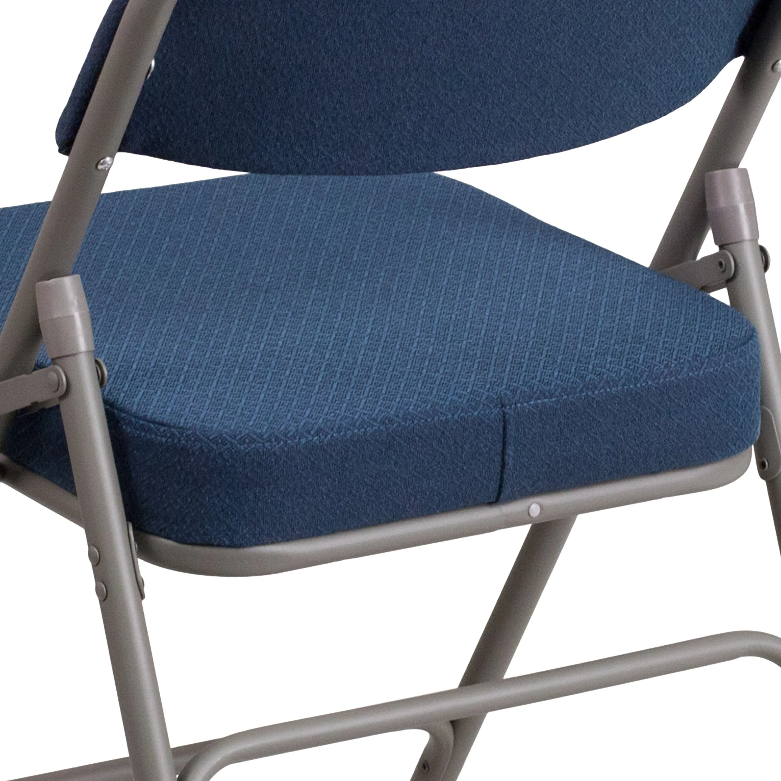 HERCULES Series 18"W Premium Curved Triple Braced & Hinged Fabric Upholstered Metal Folding Chair