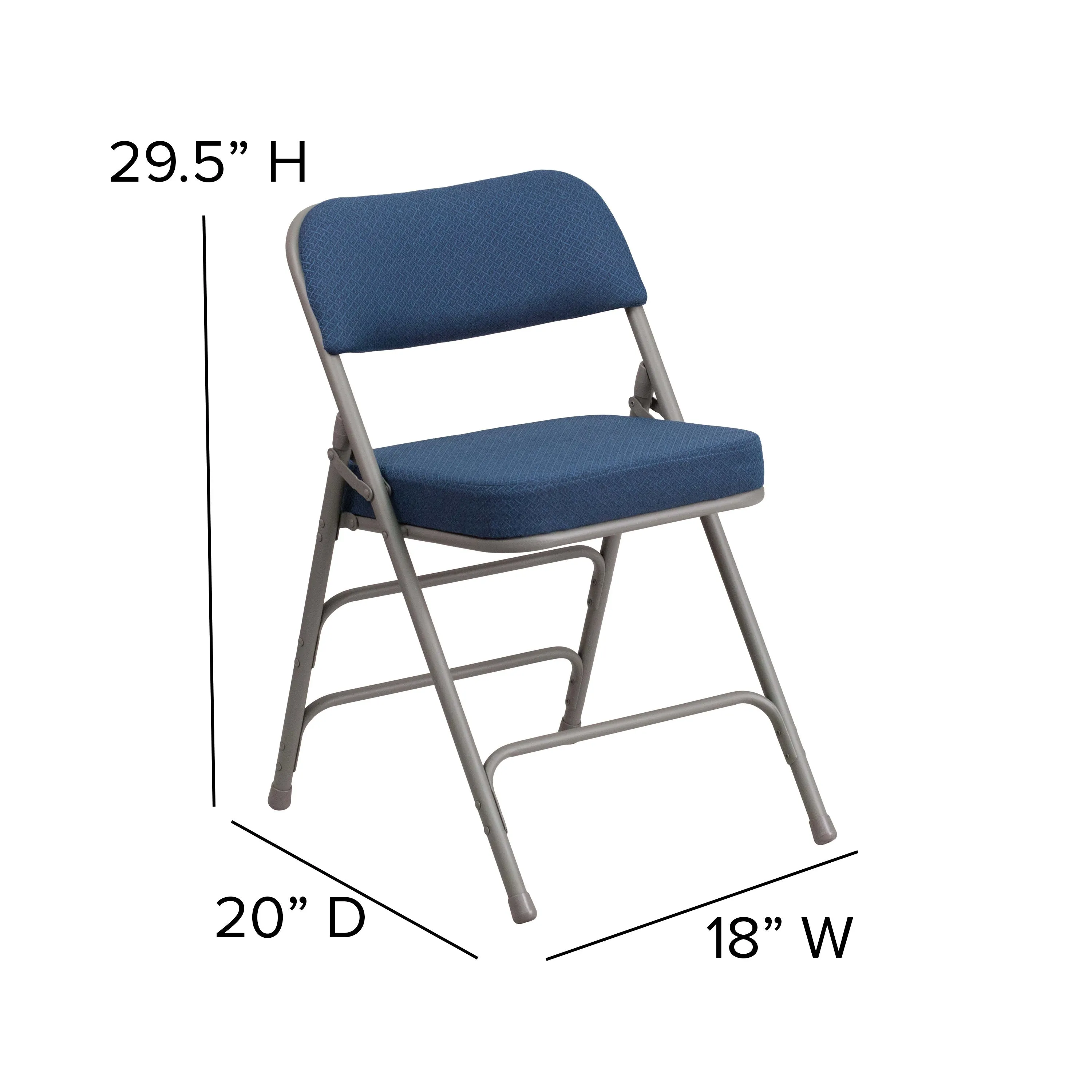 HERCULES Series 18"W Premium Curved Triple Braced & Hinged Fabric Upholstered Metal Folding Chair