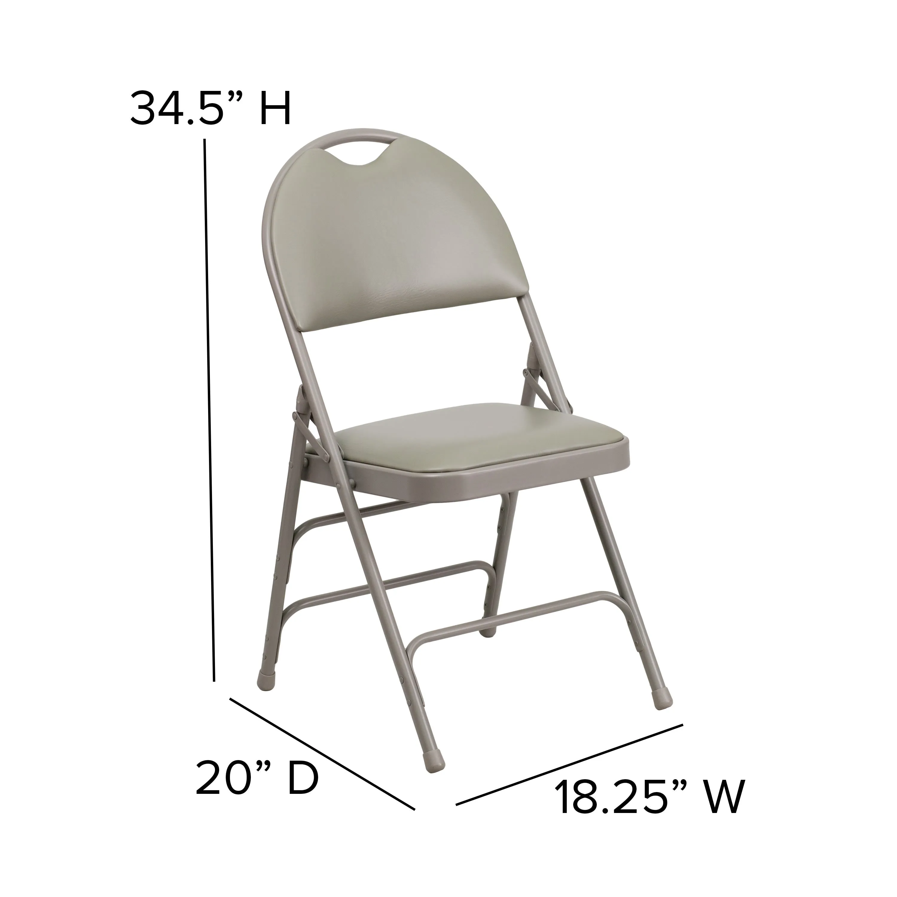 HERCULES Series Extra Large Ultra-Premium Triple Braced Metal Folding Chair with Easy-Carry Handle