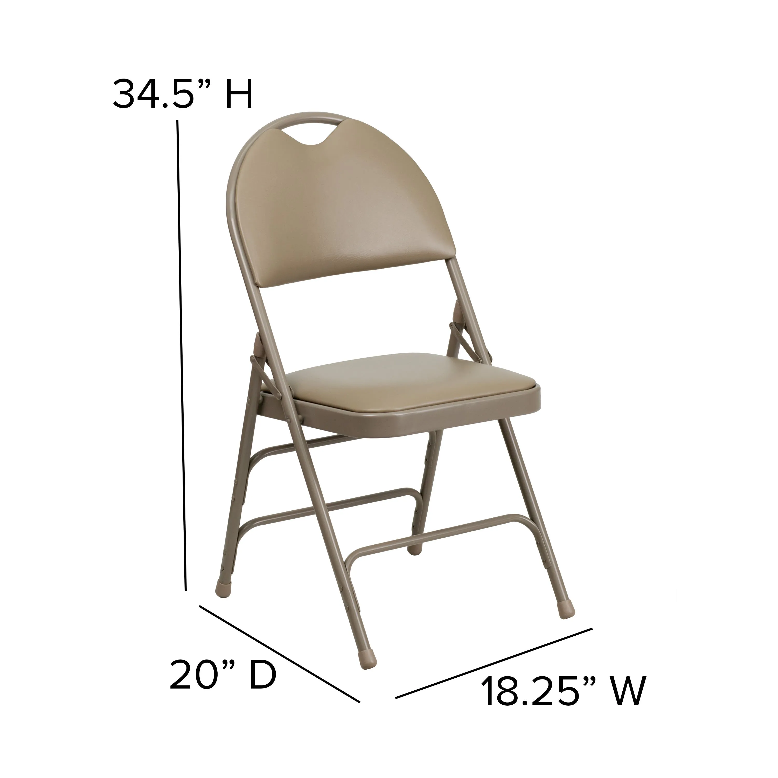 HERCULES Series Extra Large Ultra-Premium Triple Braced Metal Folding Chair with Easy-Carry Handle