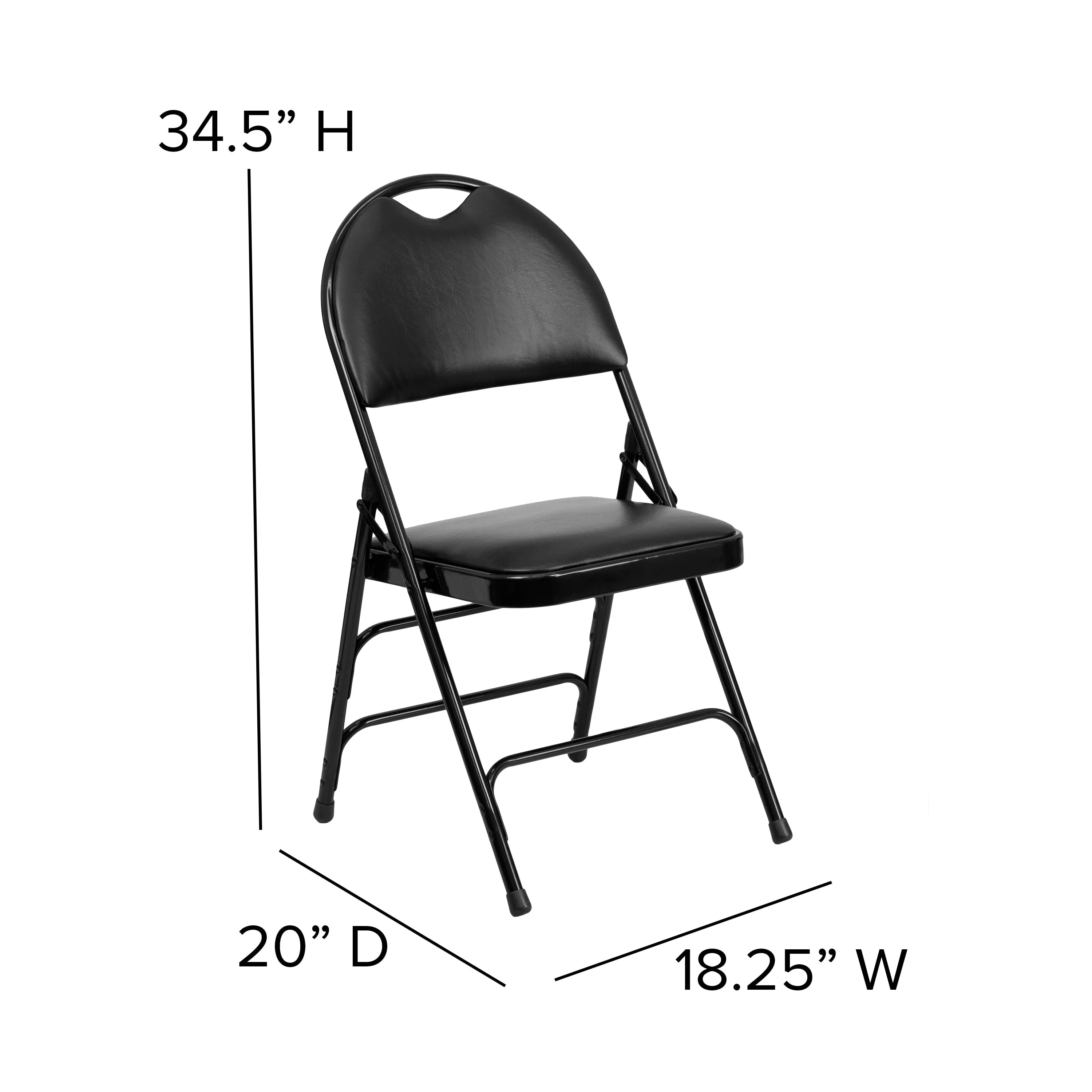 HERCULES Series Extra Large Ultra-Premium Triple Braced Metal Folding Chair with Easy-Carry Handle