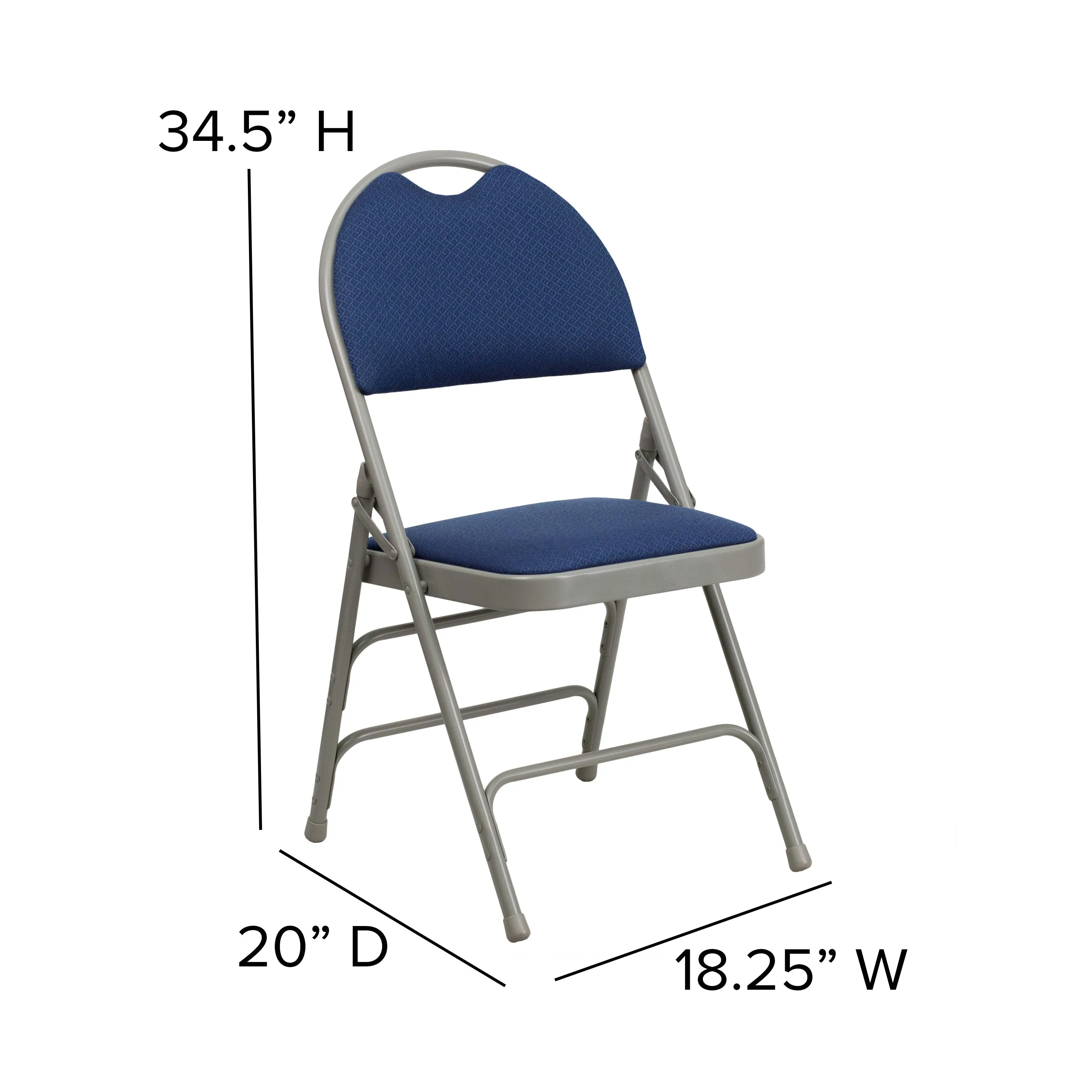 HERCULES Series Extra Large Ultra-Premium Triple Braced Metal Folding Chair with Easy-Carry Handle