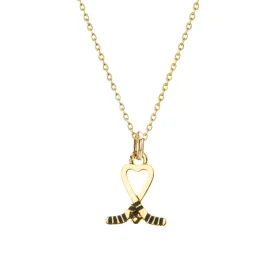 Ice Hockey Heart Stick Necklace