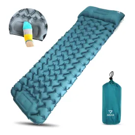 Inflating Sleeping Pad with Built-in Pump Blue/Grey