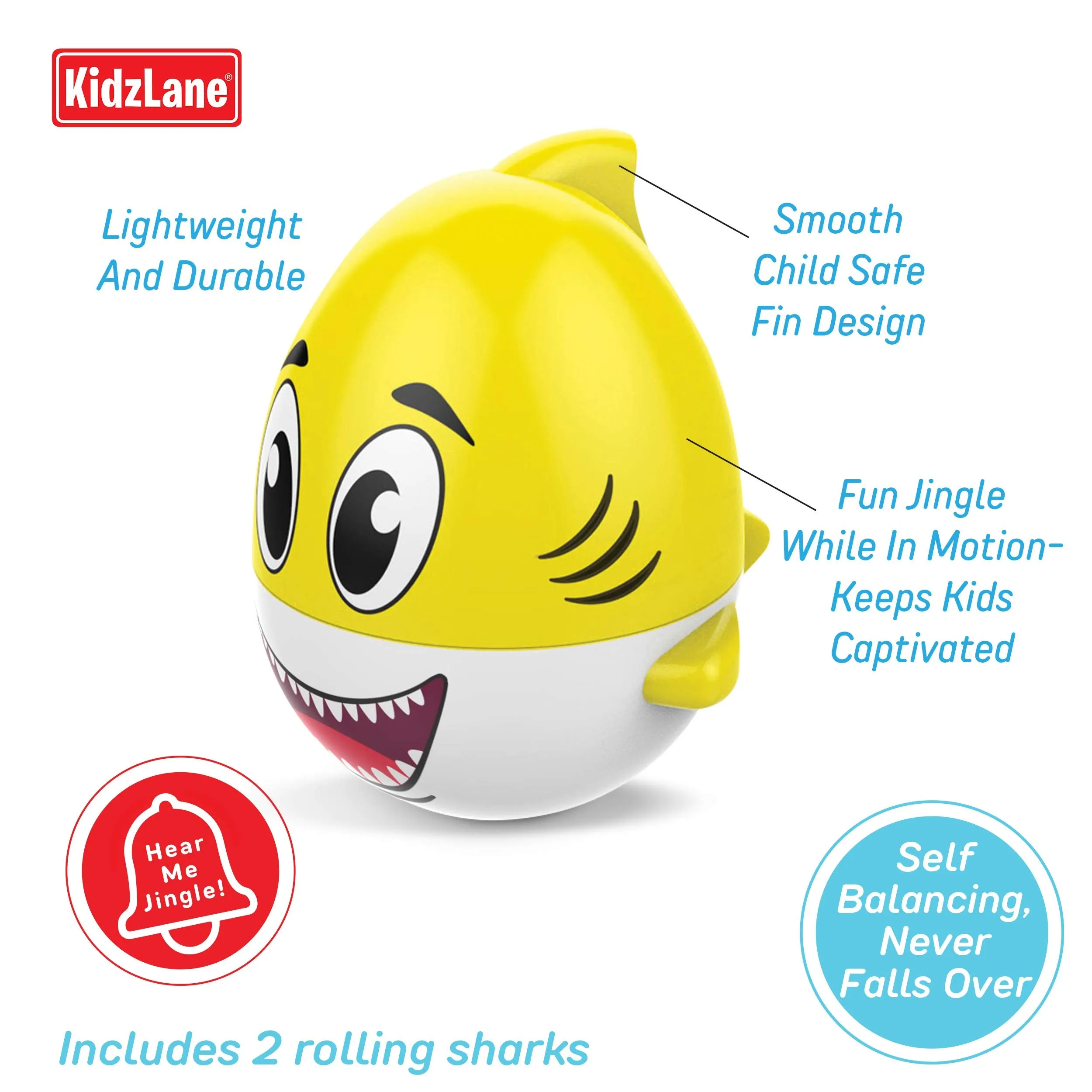 Kidzlane Shark Bath Toy for Babies and Toddlers | 2-Pack Pink and Yellow Bath Toy