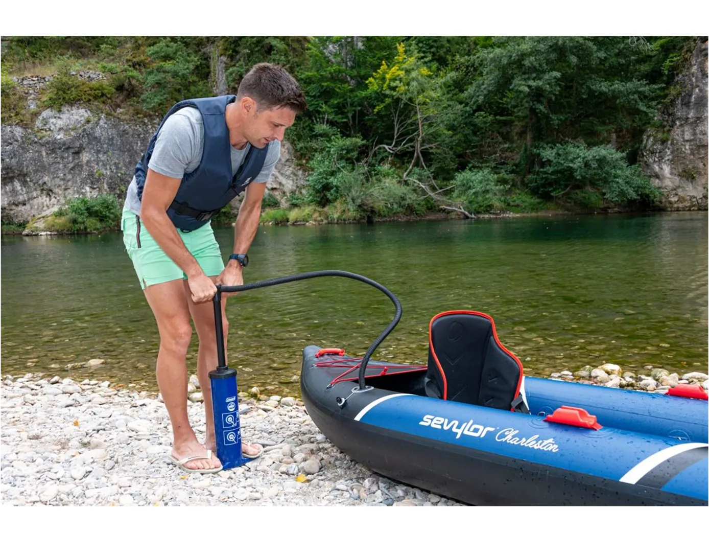 Sevylor Charleston 2 Person Inflatable Kayak - High Pressure - NEW - 2023 Model - Limited Offer with 2 x 2 Piece Kayak Paddles