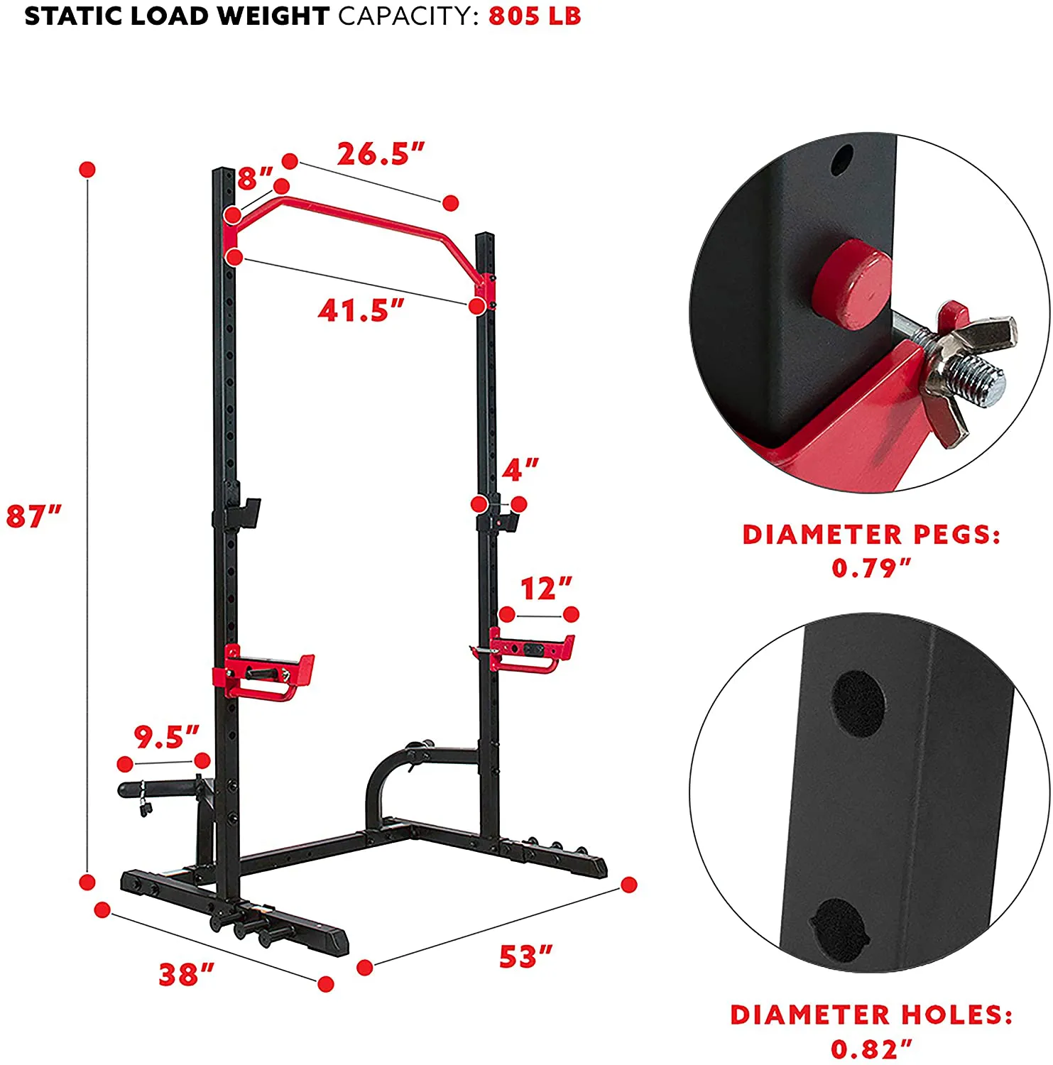 Sunny Health & Fitness Power Zone Squat Stand Rack Power Cage