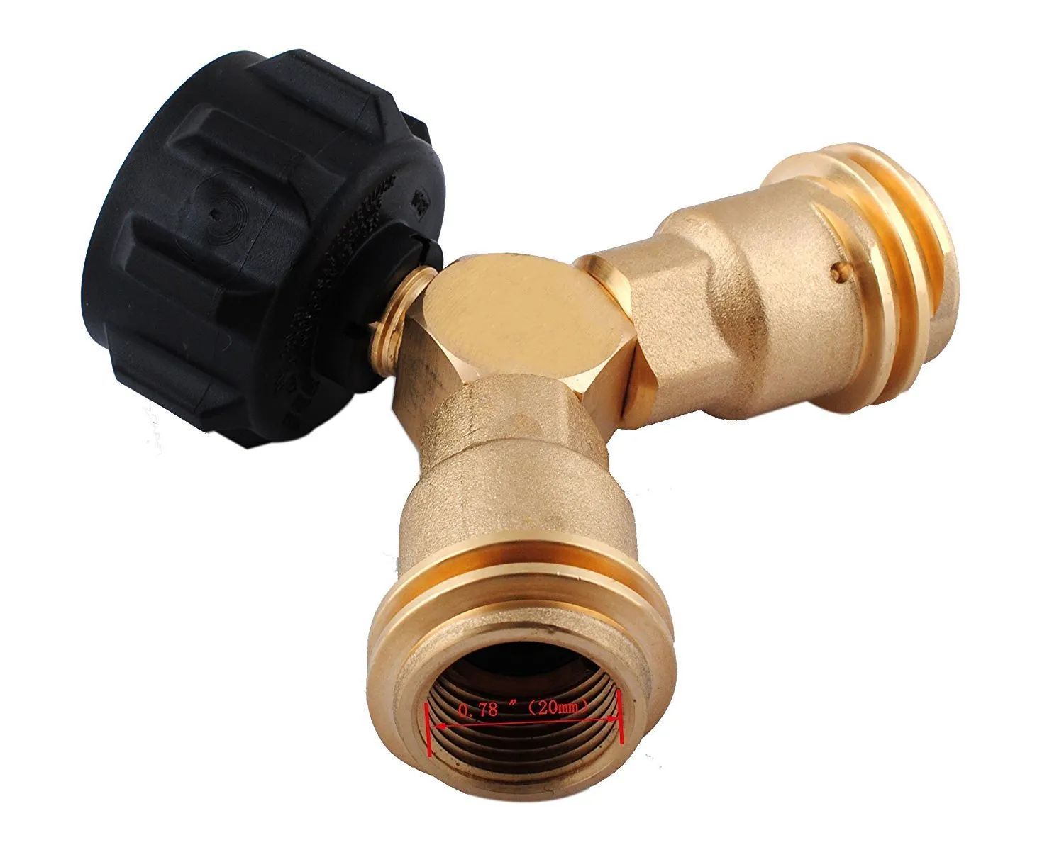 Wadoy Propane Y Splitter Tank Tee Adapters Brass Connector With 1-Male QCC and 2-Female QCC (One Inlet 2 Outlet ) For BBQ Grill, Heater,Propane appliances