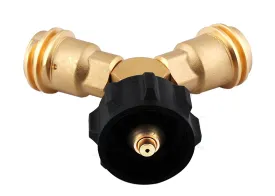 Wadoy Propane Y Splitter Tank Tee Adapters Brass Connector With 1-Male QCC and 2-Female QCC (One Inlet 2 Outlet ) For BBQ Grill, Heater,Propane appliances